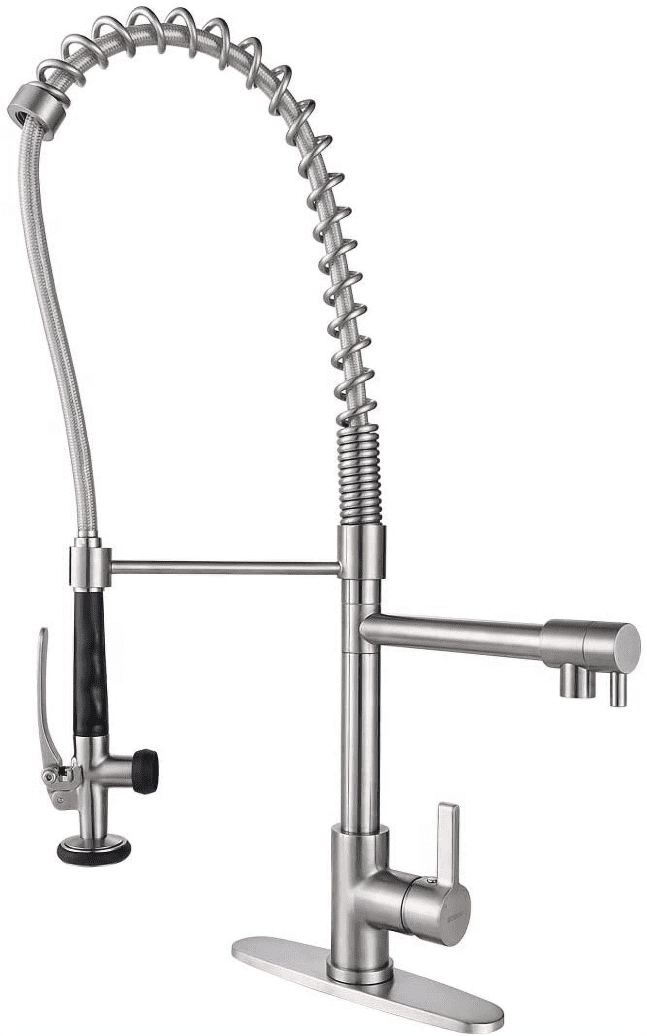 Brushed Nickel Brass Commercial Kitchen Faucet with Pull-out Spray