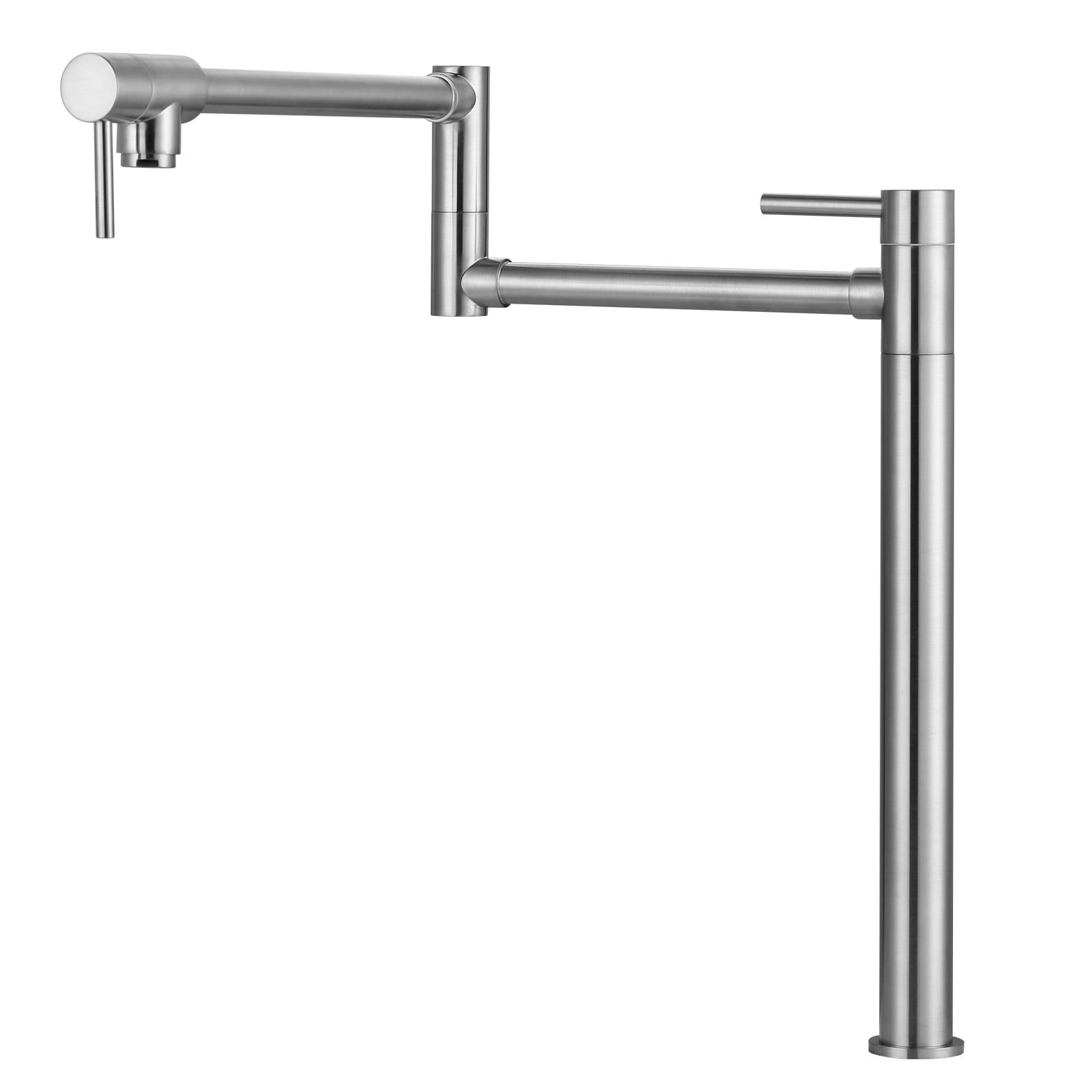 Brushed Nickel Double Handle Deck Mount Pot Filler Faucet