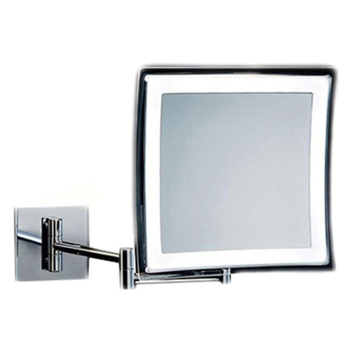 Polished Chrome Wall Mounted Magnifying Mirror with LED Light