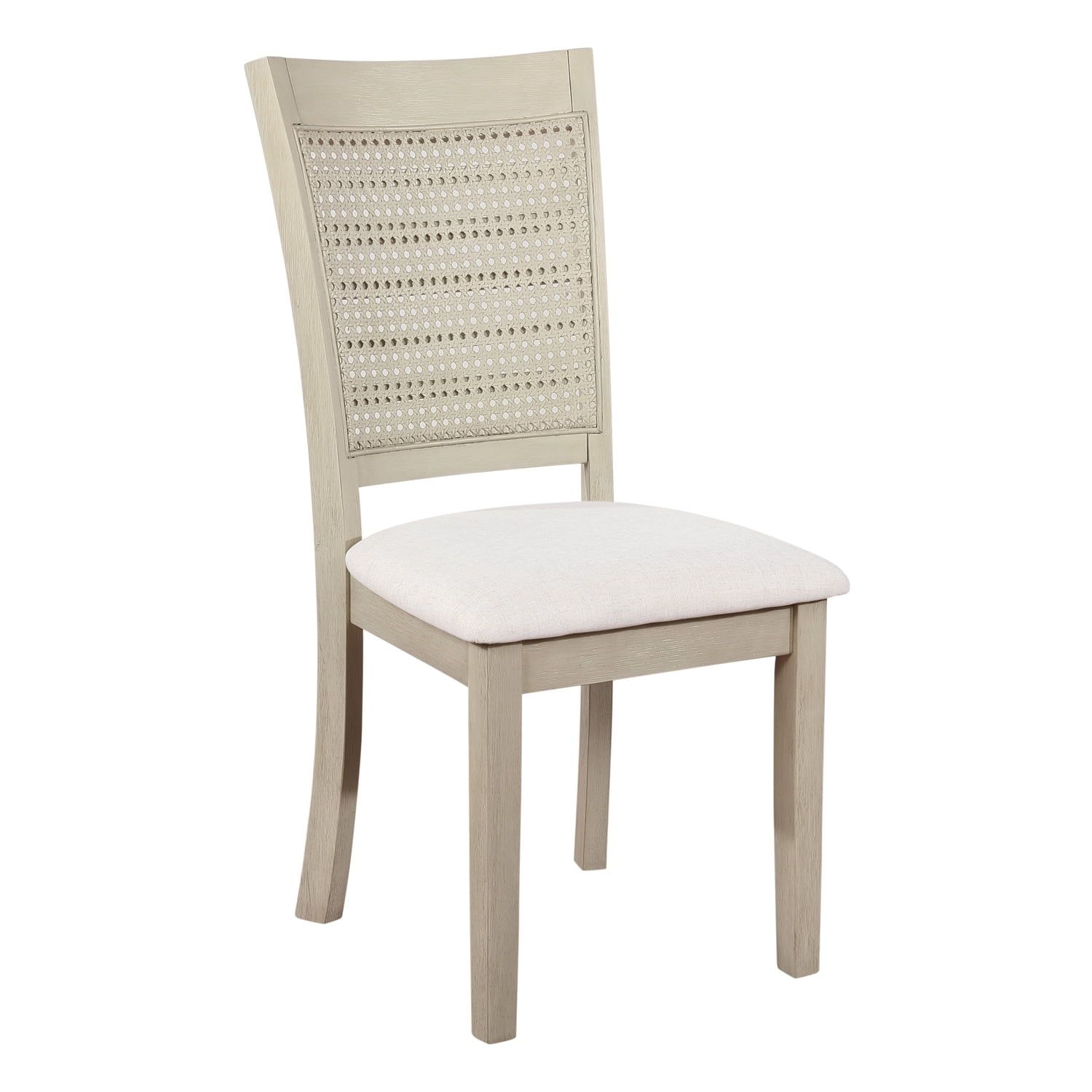 Walden Antique White Cane Back Dining Chair with Linen Seat