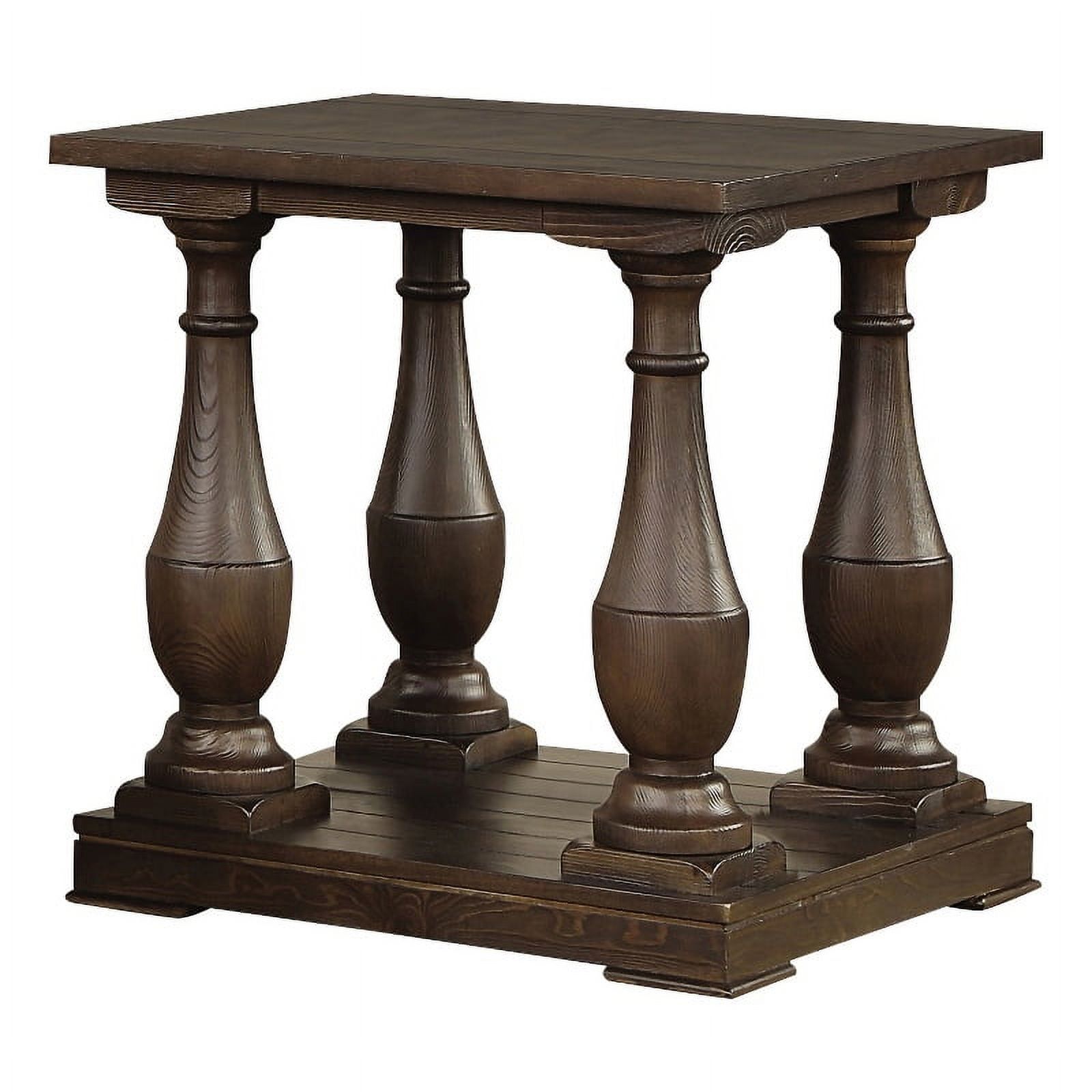 Walden Transitional Square Coffee Brown Wood End Table with Shelf