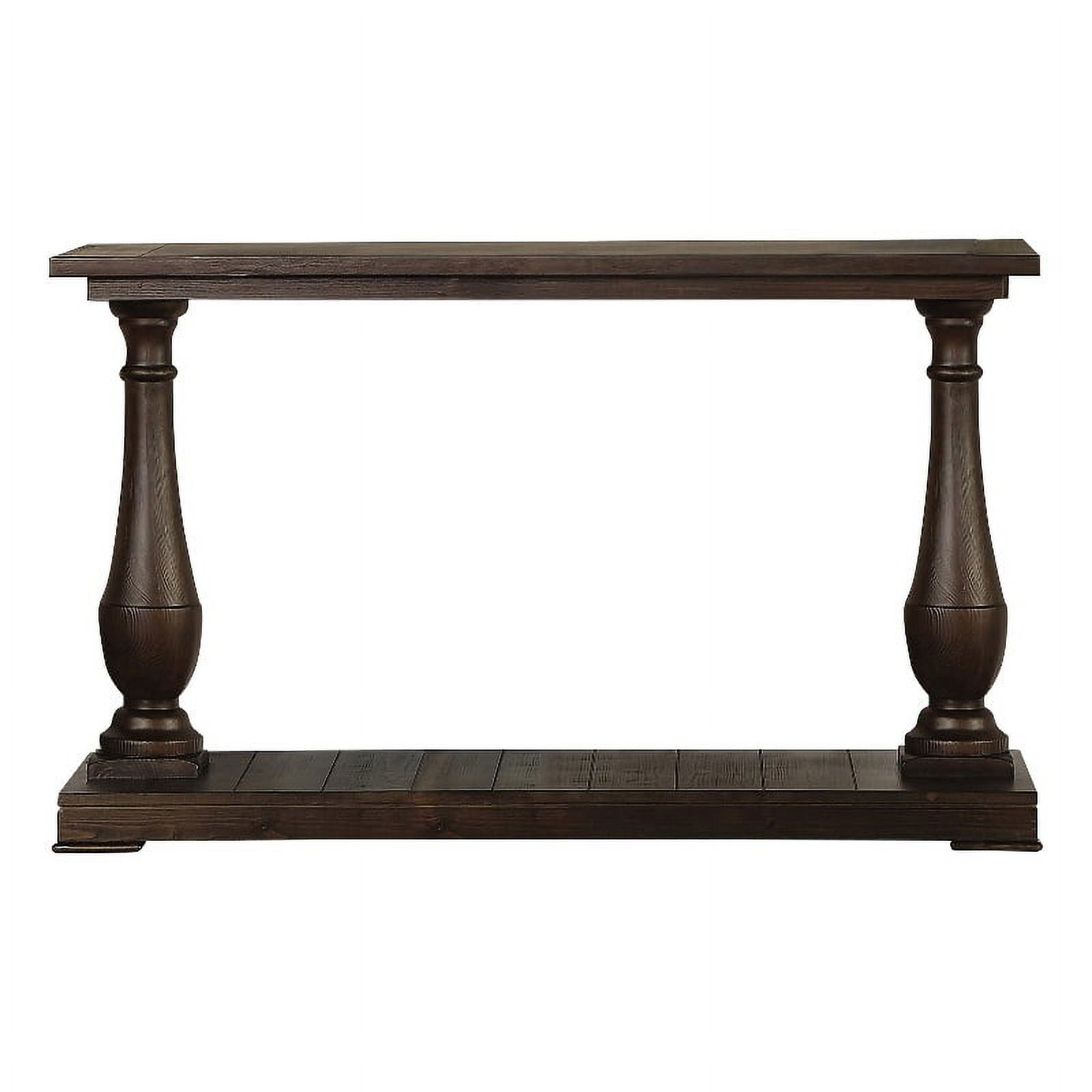 Transitional Walden Coffee Brown Sofa Table with Storage Shelf