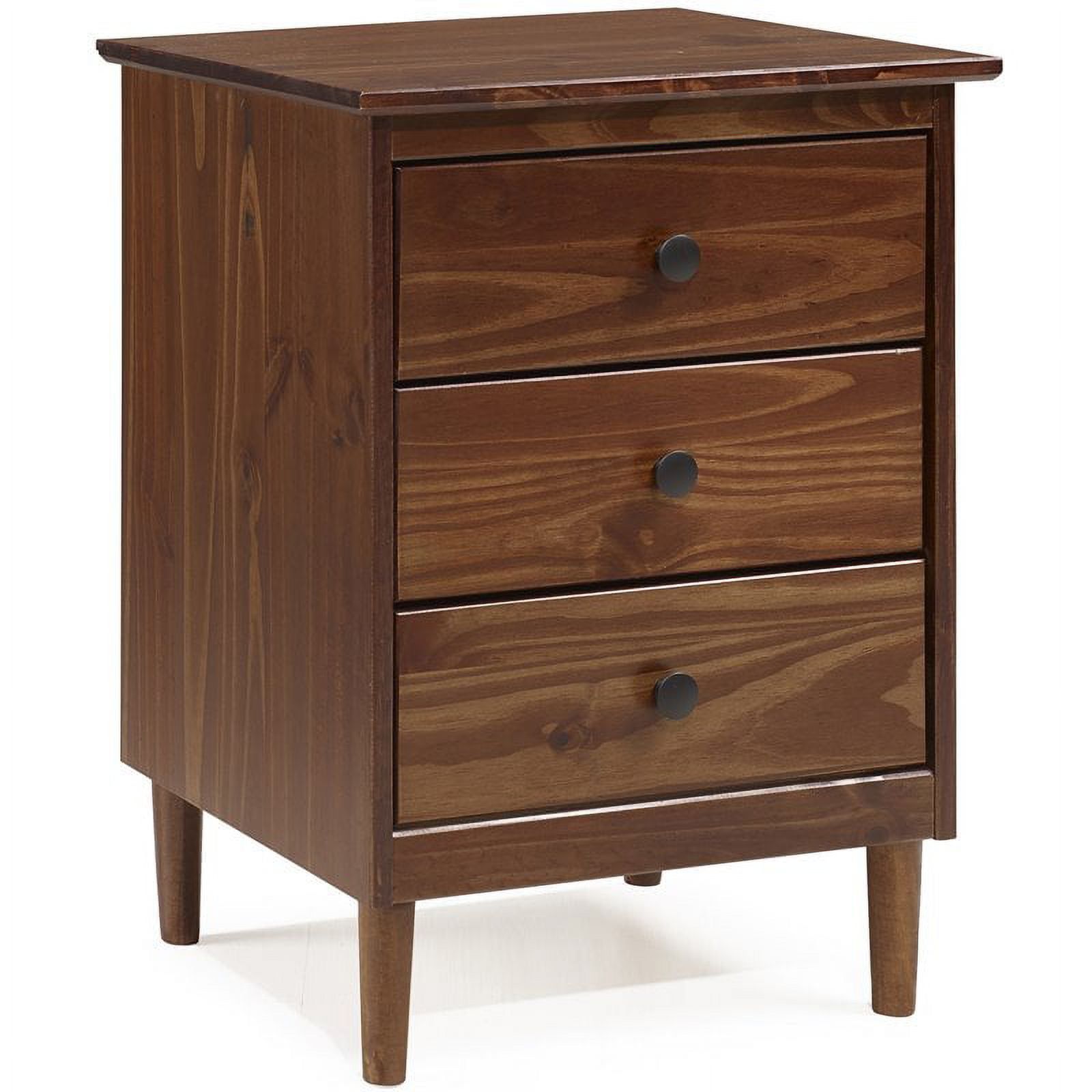 Midcentury Modern Solid Walnut 3-Drawer Nightstand