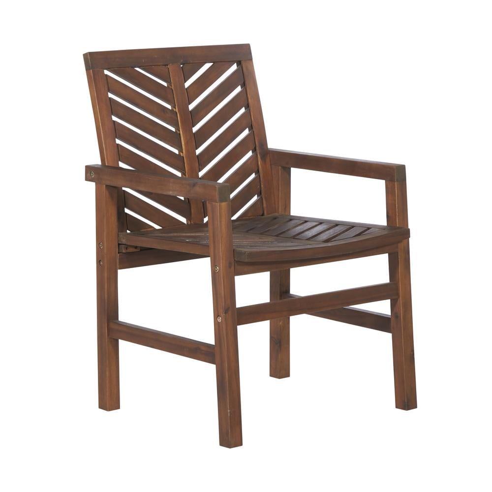 Dark Brown Acacia Wood Chevron 6-Piece Outdoor Dining Set