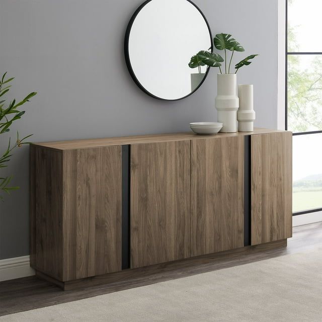 Slate Grey 70" Minimalist Engineered Wood Sideboard with Metal Accents