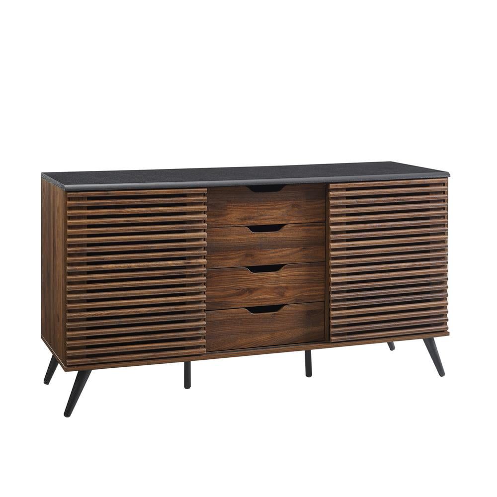 Havana 59" Ebony and Dark Walnut Mid-Century Modern Sideboard