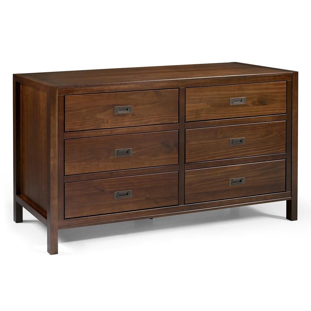 Mid-Century Walnut 57" Double Dresser with Metal Hardware