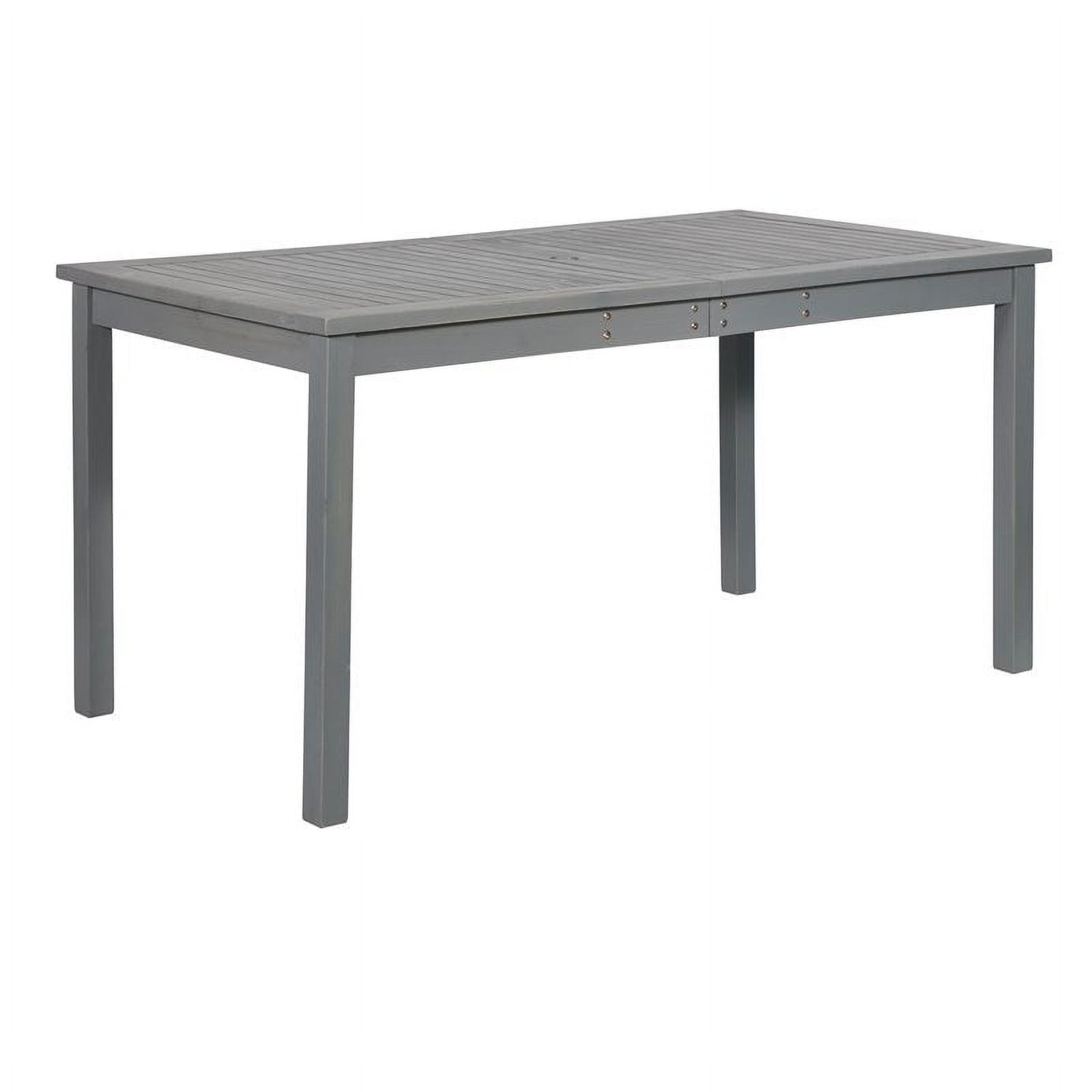 Gray Wash Acacia Wood Outdoor Dining Table with Slatted Surface