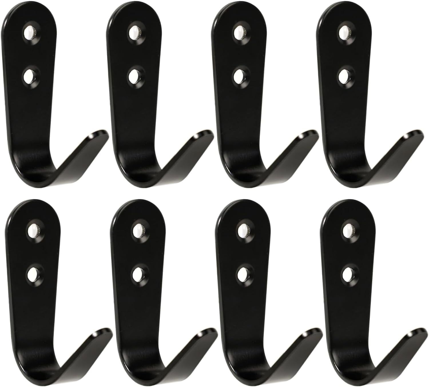 Black Heavy Duty Stainless Steel Wall Hooks, 8 Pack