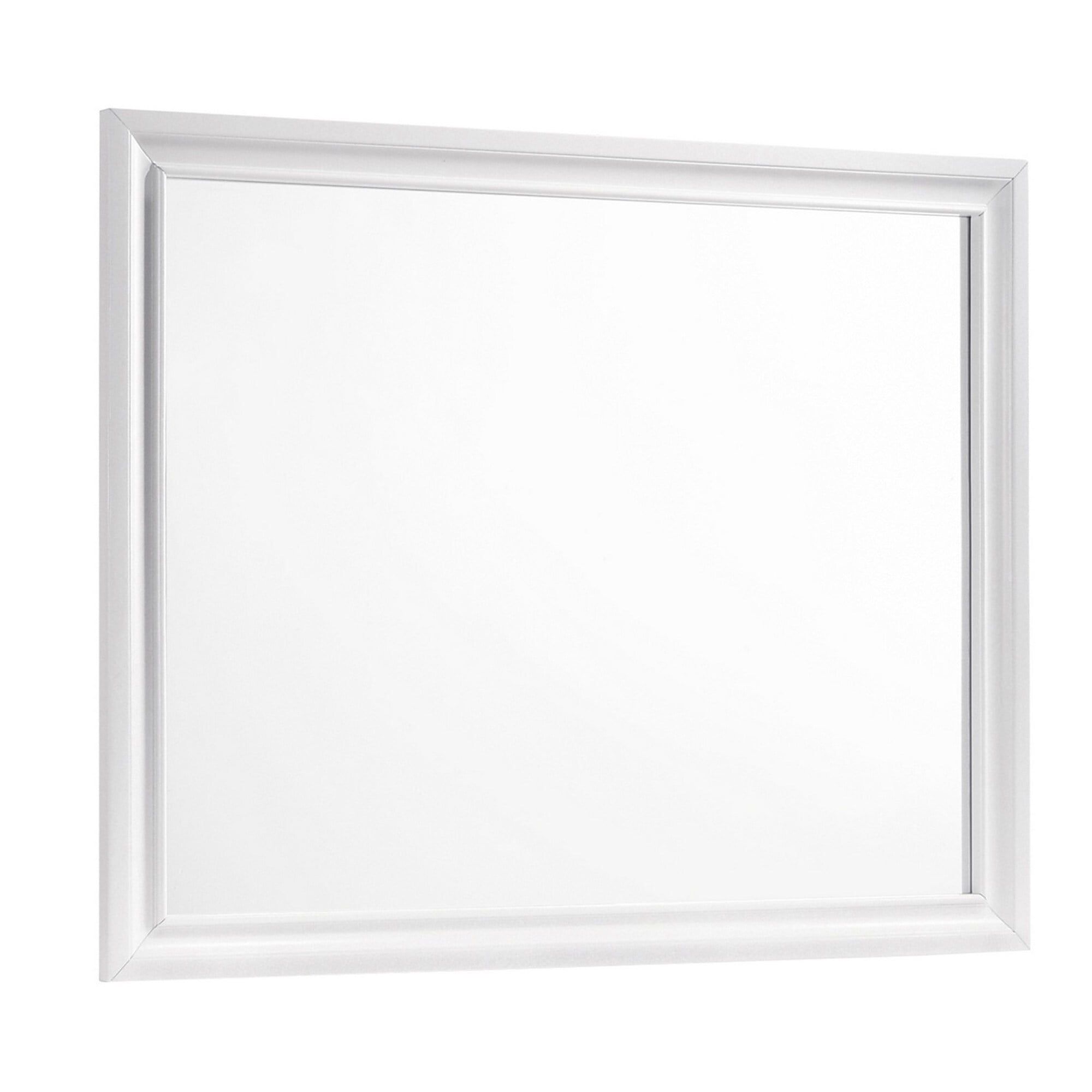 White Rectangular Molded Wooden Frame Wall Mirror