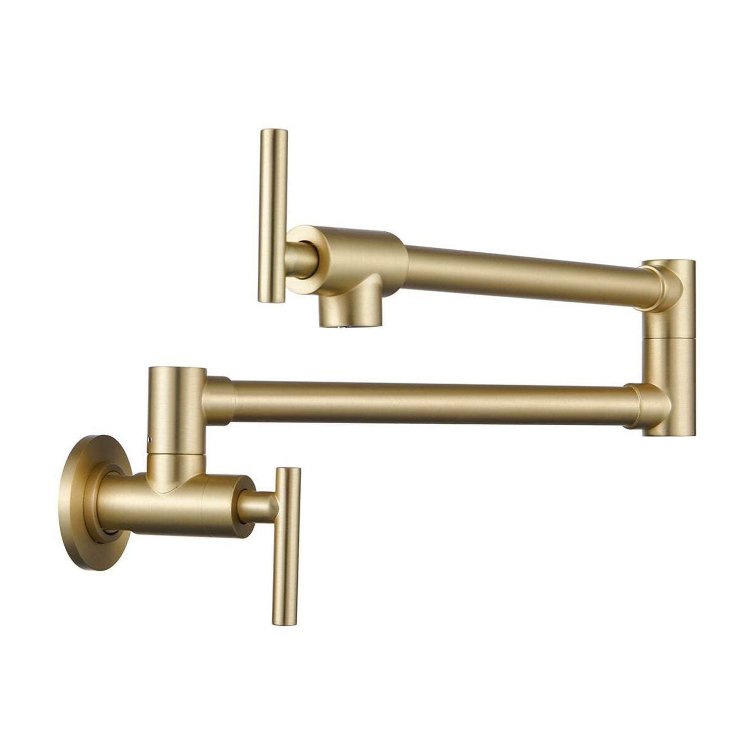 Brushed Gold Brass Wall Mount Folding Pot Filler Faucet