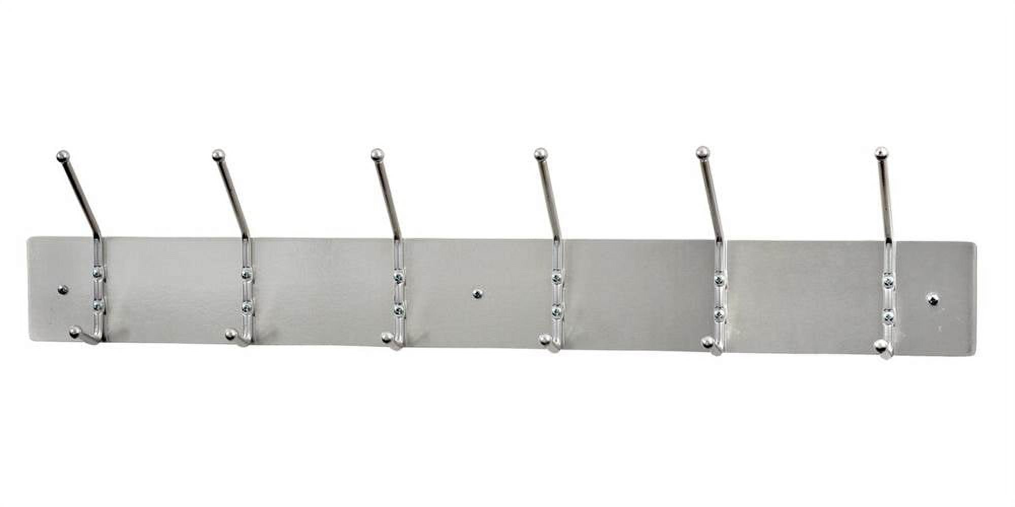 Satin Aluminum Wall Mounted Rack with 6 Double Hooks, 36"