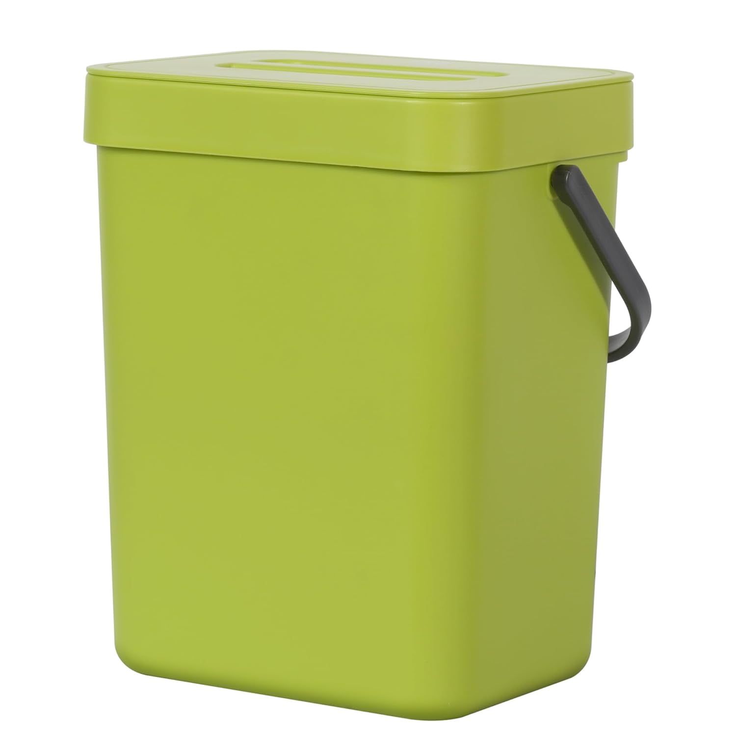 Green Polished Wall-Mounted Rectangular Trash Can with Lid