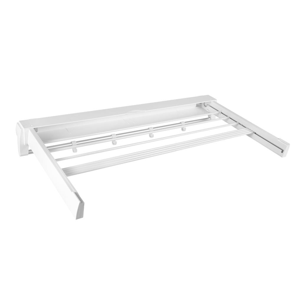 White Wall-Mounted Retractable Aluminum Drying Rack