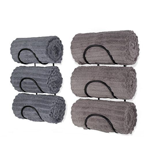 Black Wrought Iron Wall Mounted Towel Rack Set