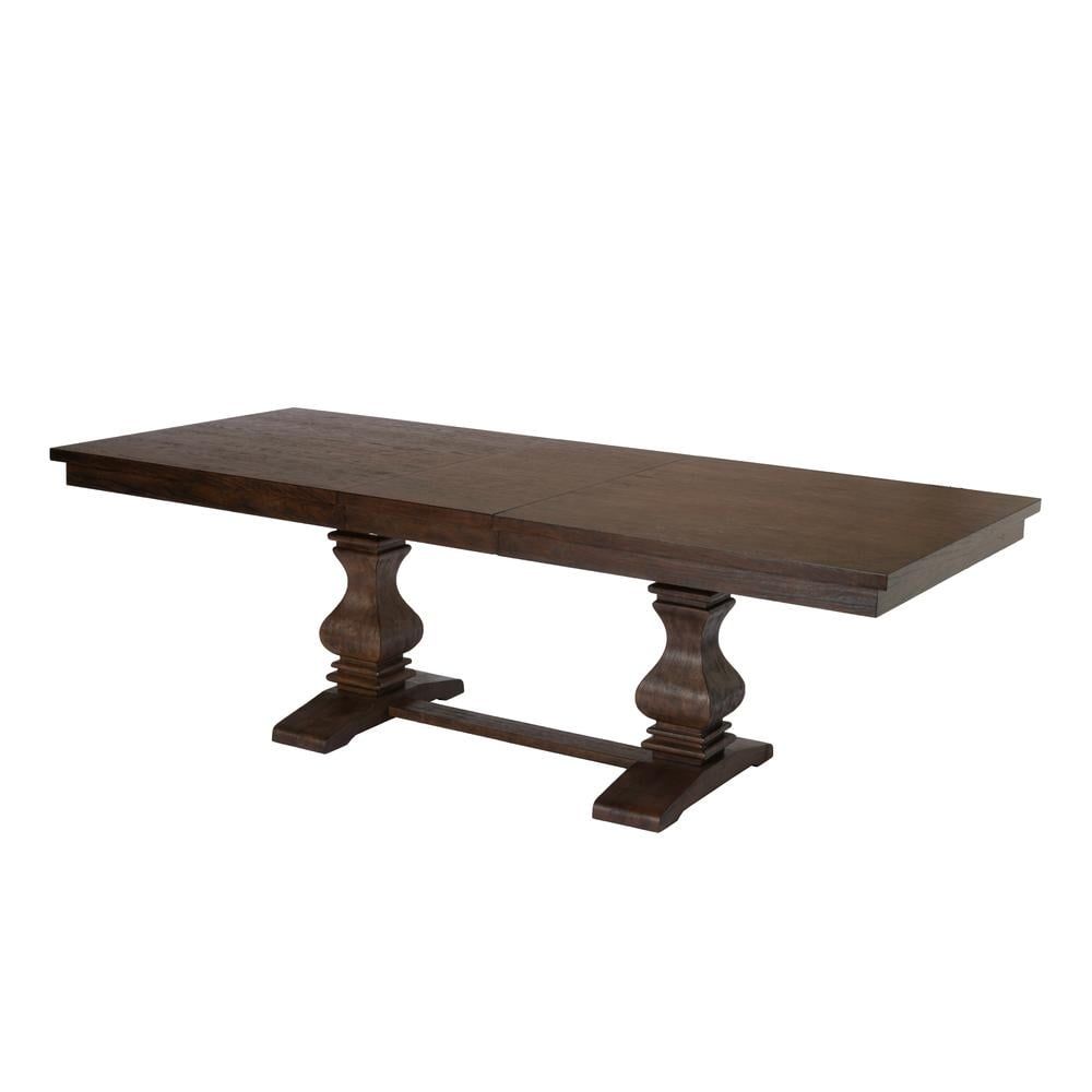 Elegant Walnut Wood Extendable Dining Table with Double Pedestal Base