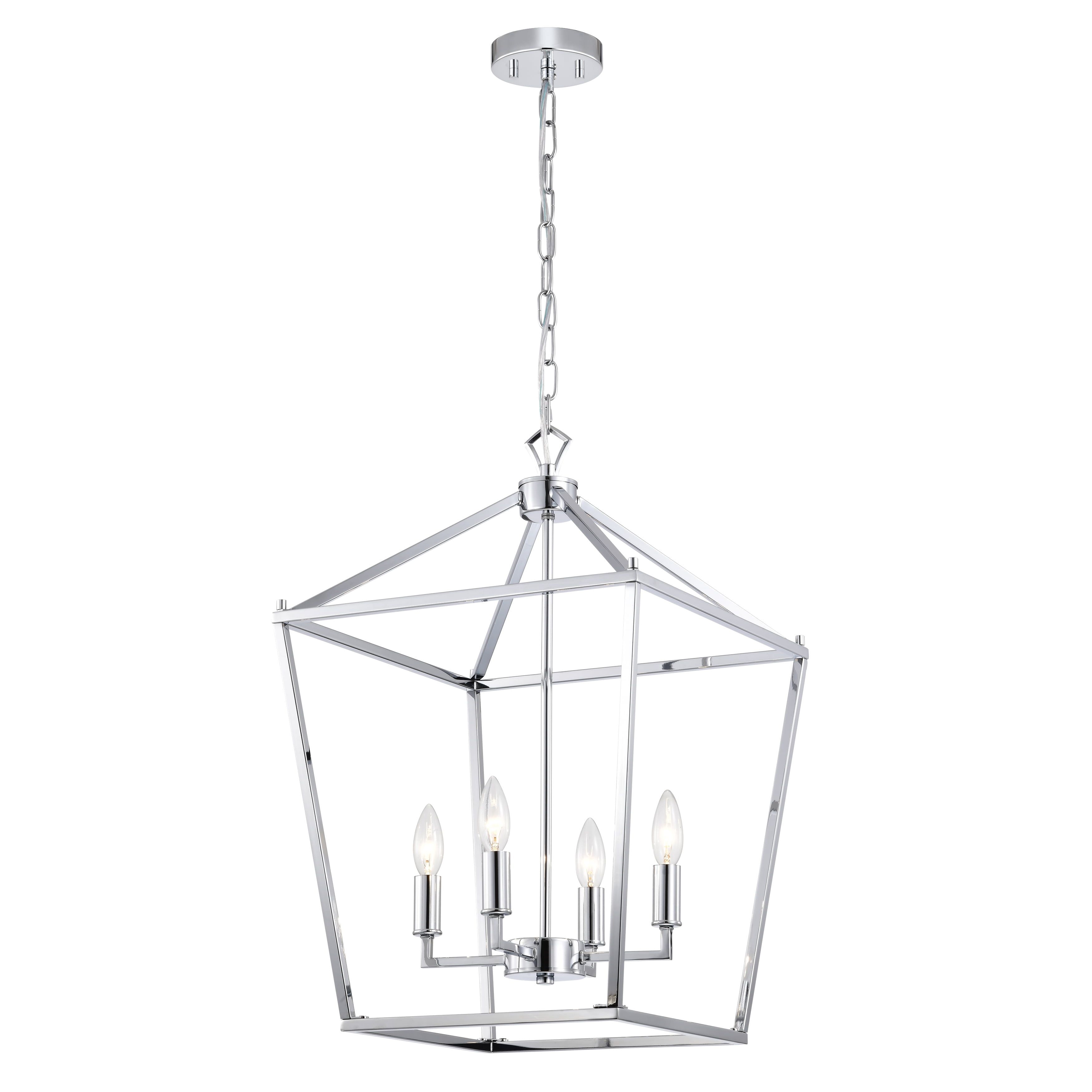 Chrome Lantern Style Iron Cage Chandelier, 16 inch