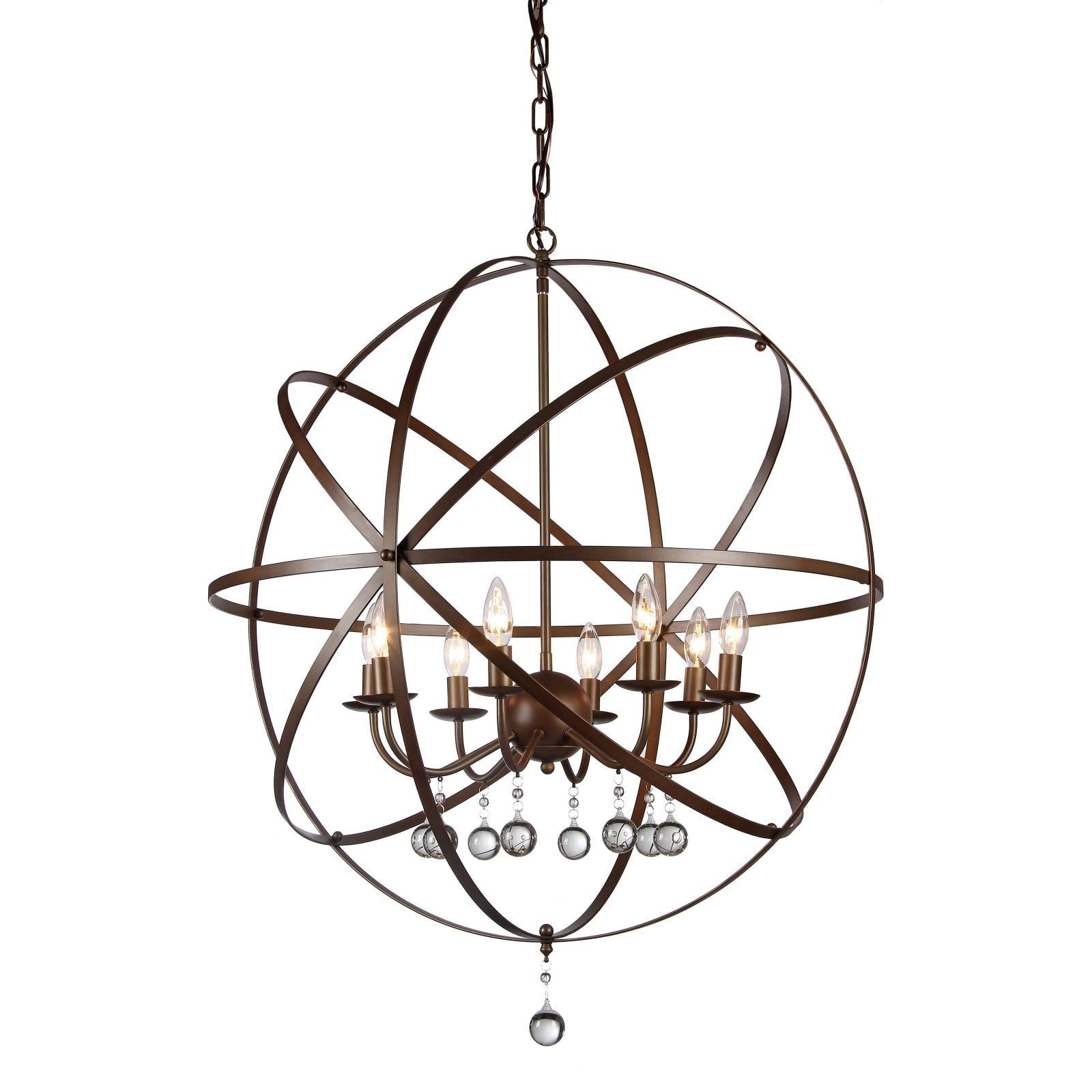 Aurelia 31'' Bronze Globe Chandelier with Crystal Accents