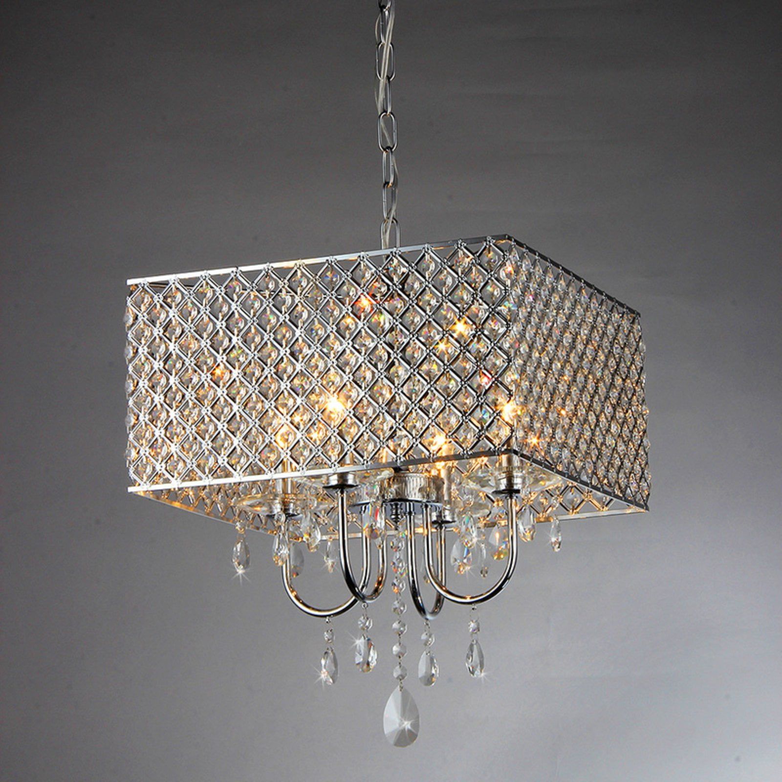 Royal 17" Chrome and Crystal Drum Chandelier