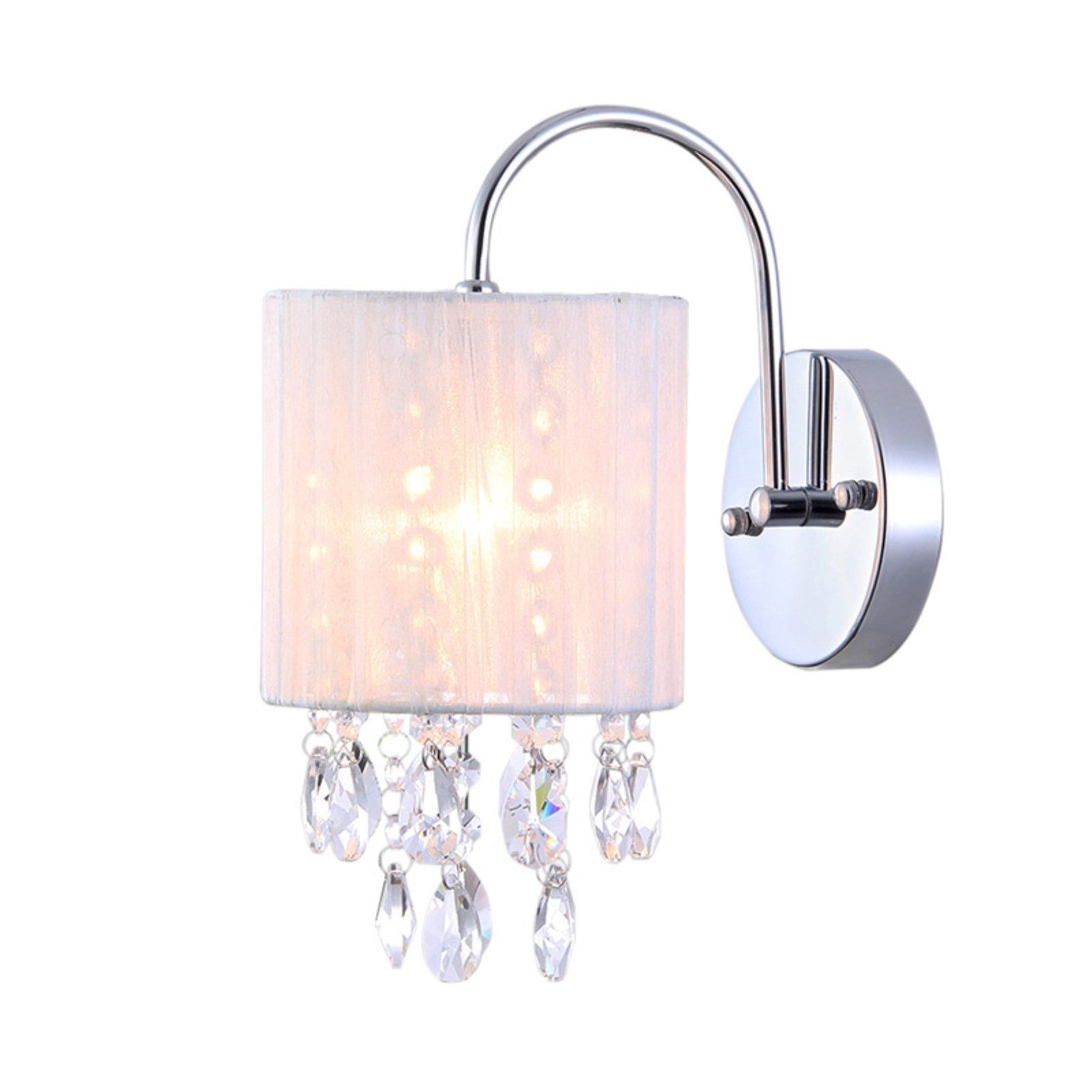 Elegant Chrome and Crystal Dimmable Cylinder Sconce