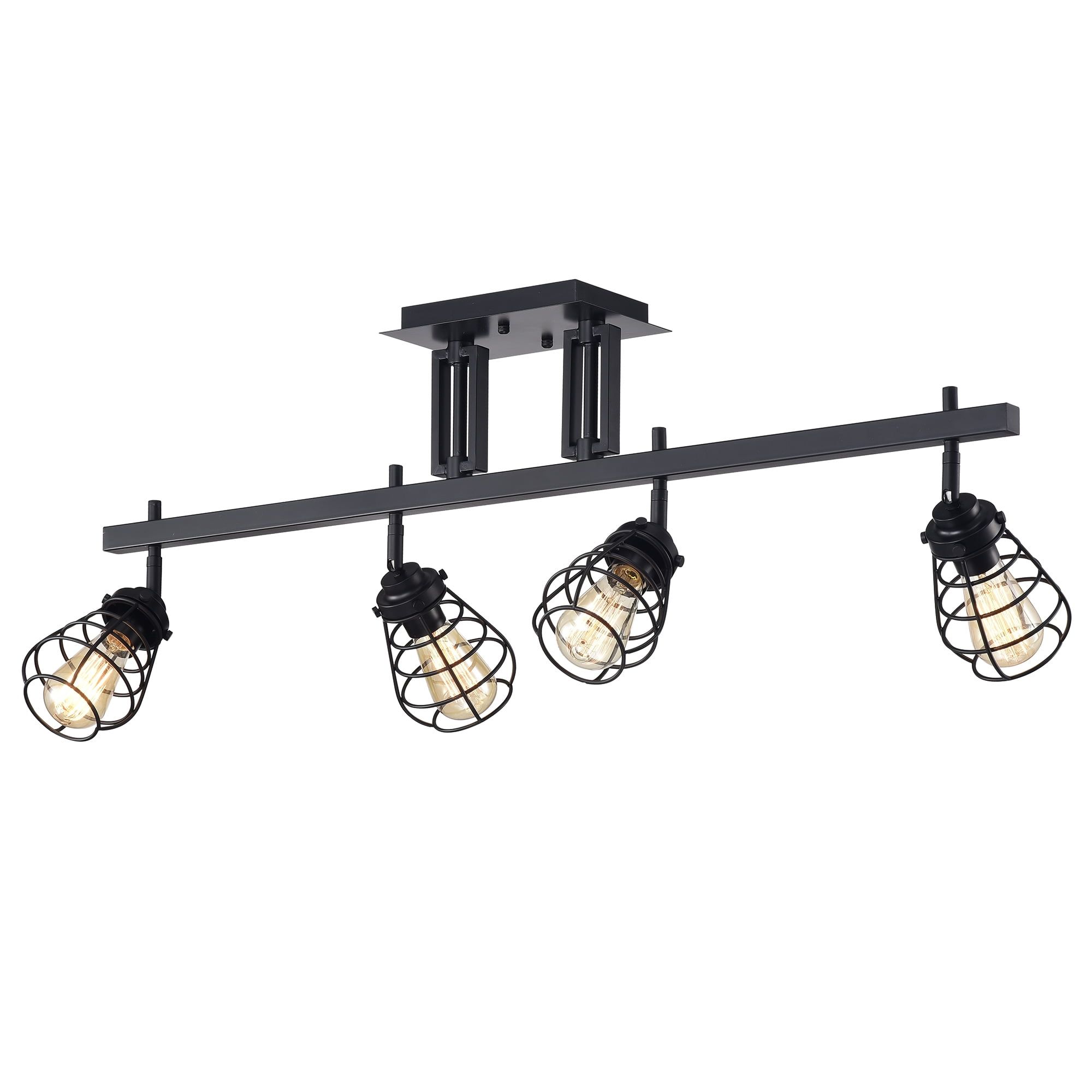 Zefina Matte Black Industrial 4-Light Adjustable Track Lighting