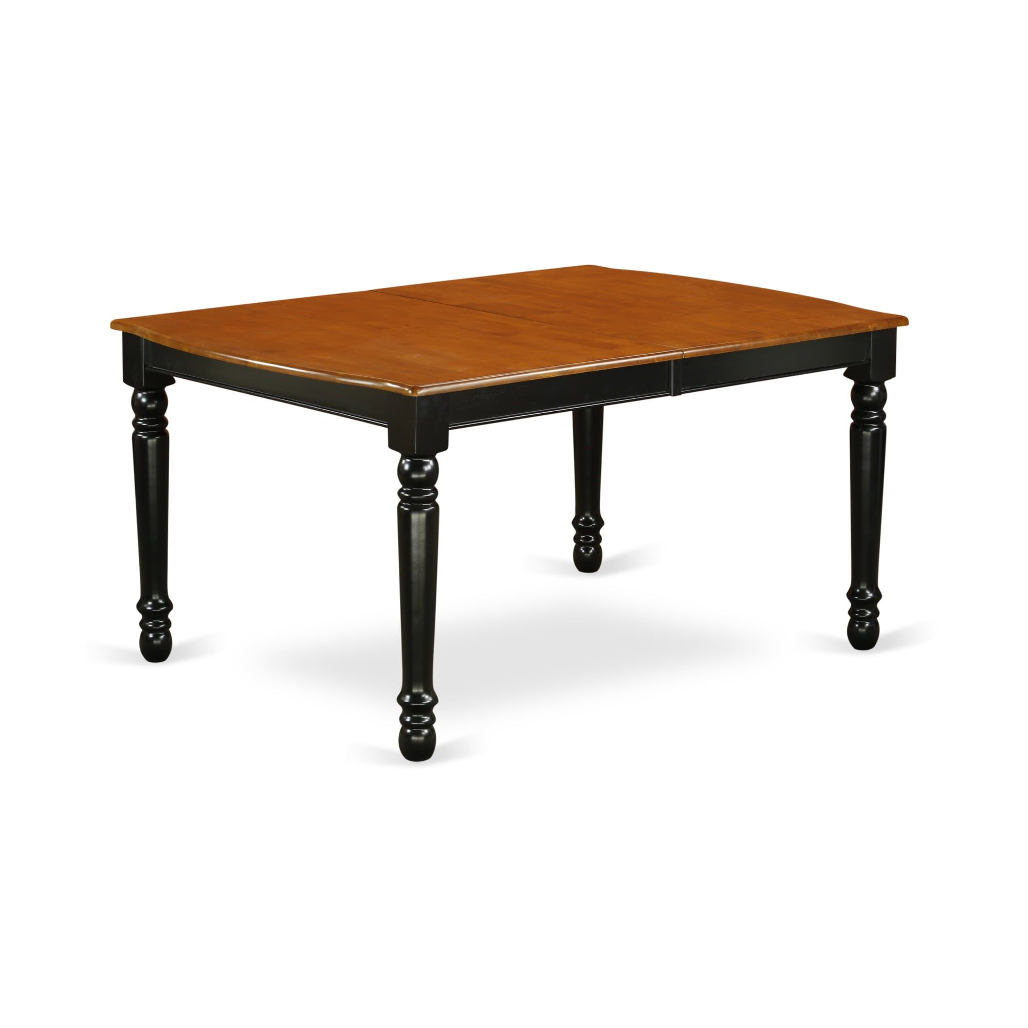 Elegant Cherry and Black Wood Extendable Dining Table