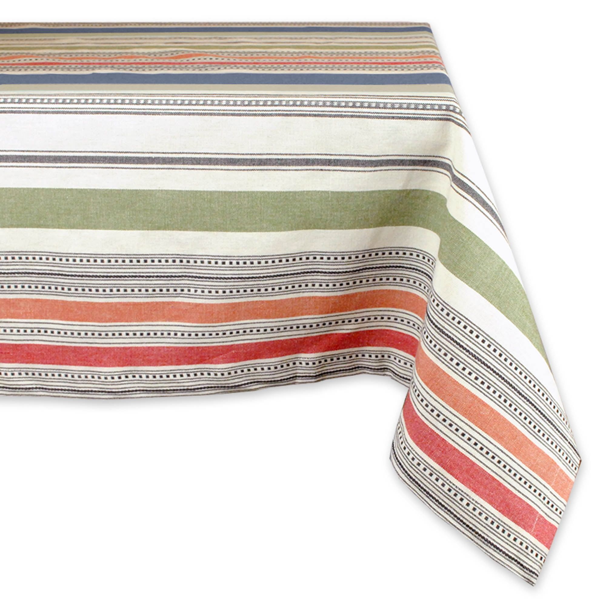 Warm Multicolor Striped Cotton Rectangular Tablecloth 60x84