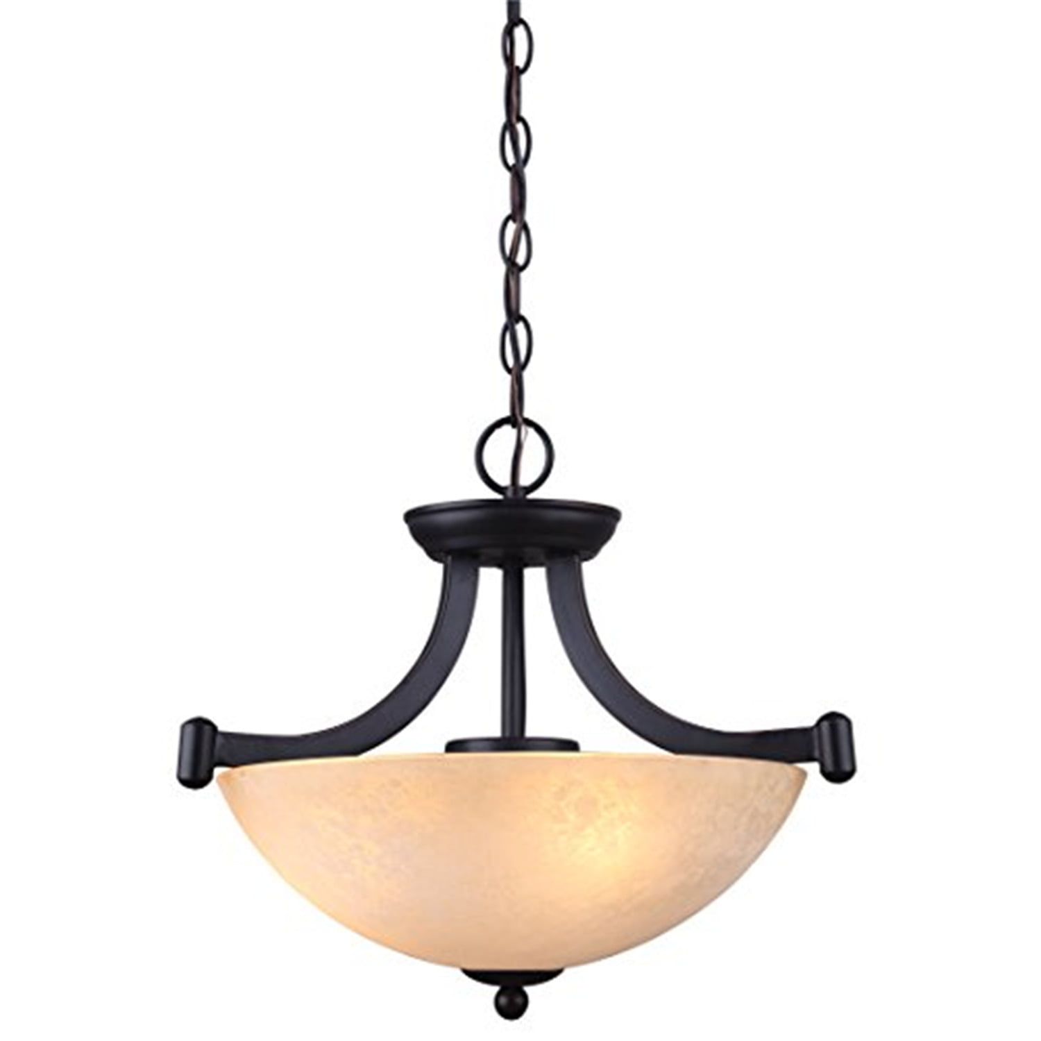 Warren 3-Light Bronze Pendant with Tea Stained Glass Bowl