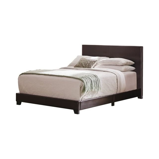 Modern Full-Size Brown Faux Leather Upholstered Bed with Headboard