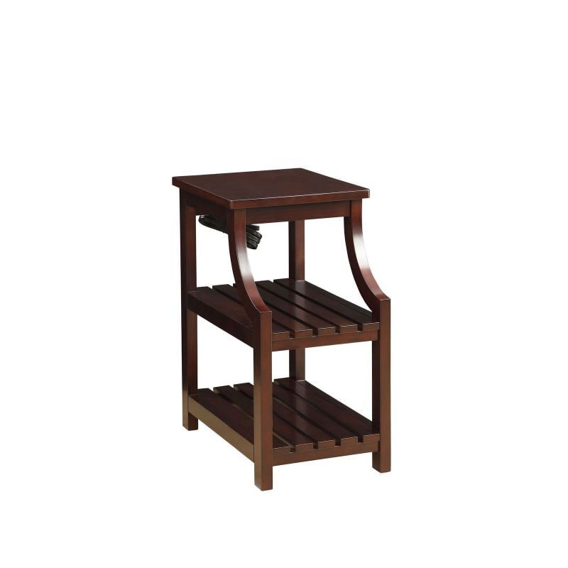 Wasaki Dark Brown Wooden Side Table with Slatted Shelves