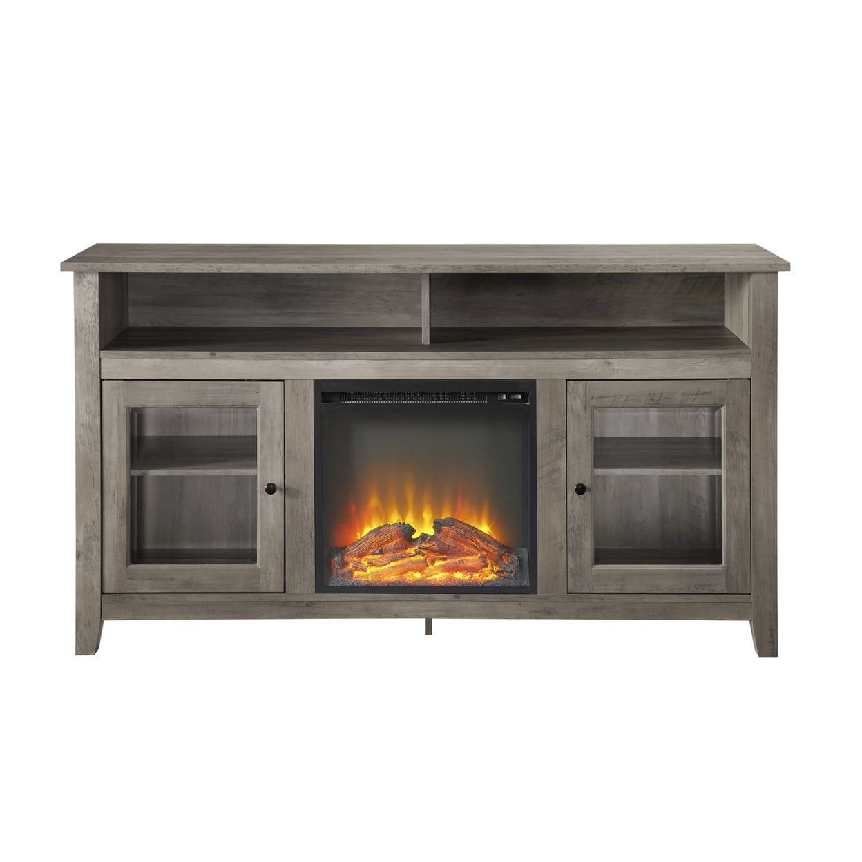 Gray Wash 58" MDF Glass Door Fireplace TV Stand