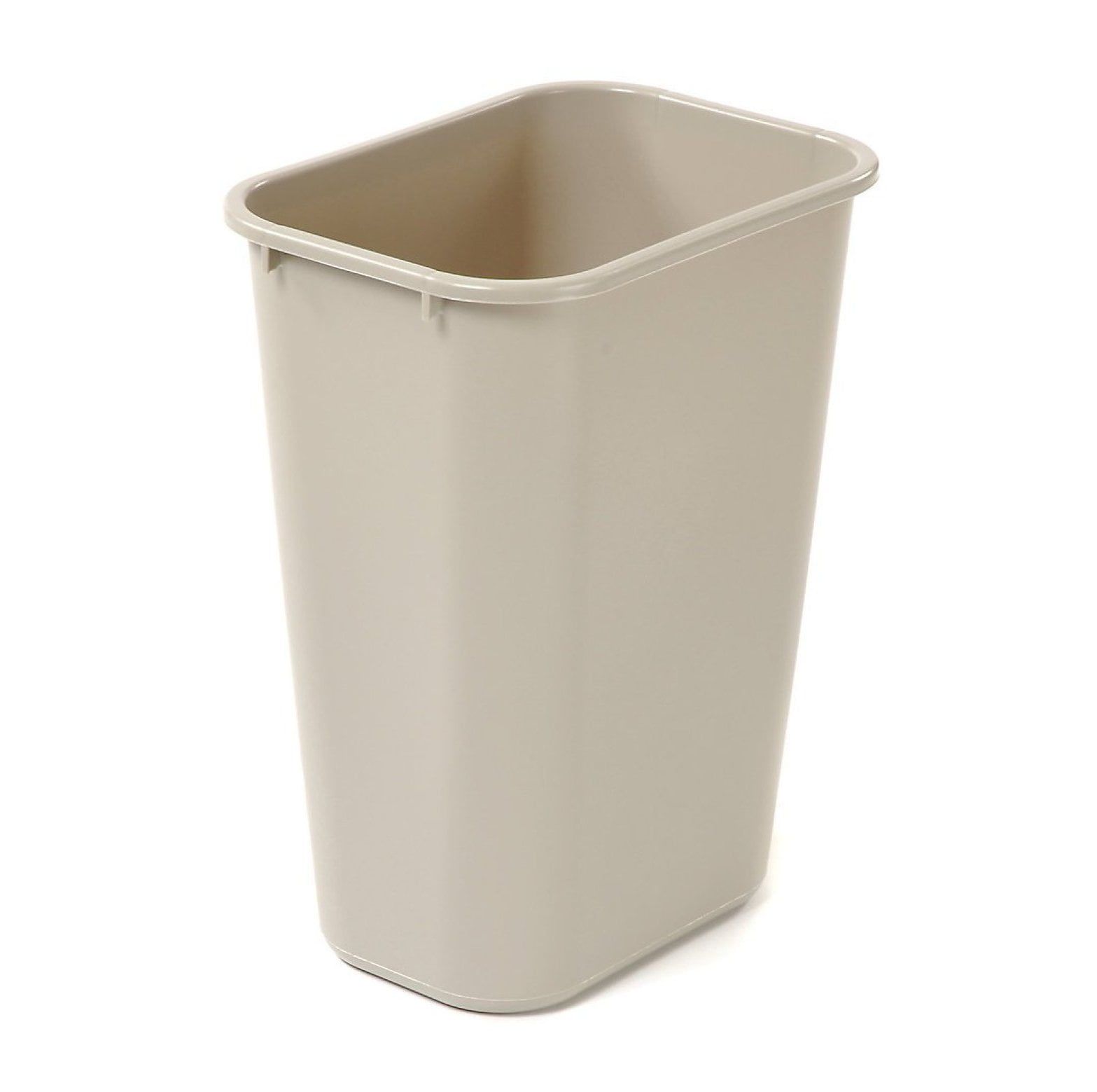 Beige Plastic Office Wastebasket with Rolled Rims