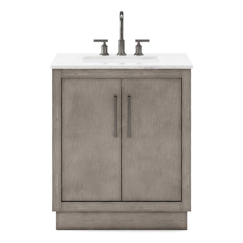 Hugo 30" Grey Oak Single Sink Vanity with Carrara White Marble Top