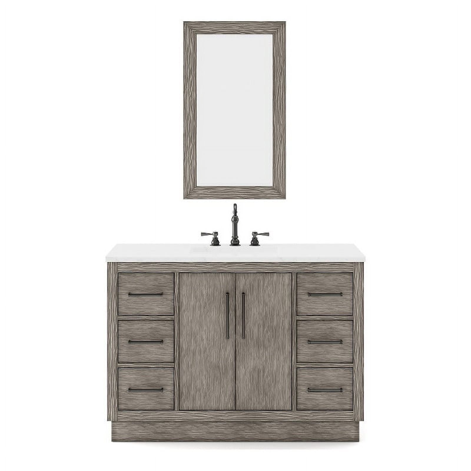 Farmhouse Grey Oak 48" Vanity Set with Beveled Mirror