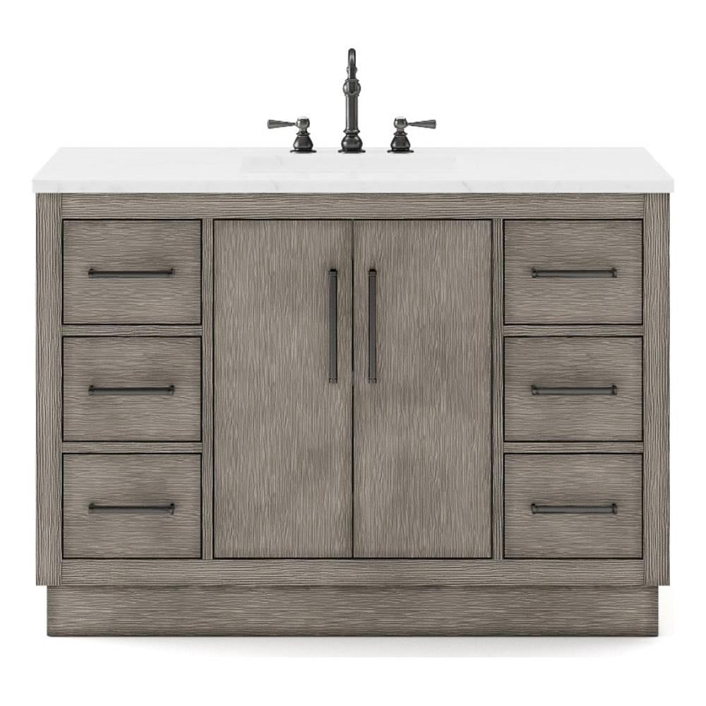 Hugo 48" Grey Oak Modern Vanity with Carrara White Marble Top