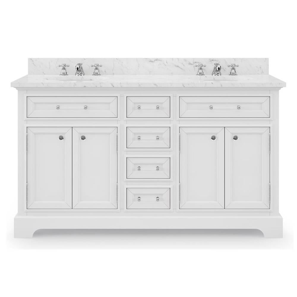 Pure White Double Freestanding Bathroom Vanity with Marble Top