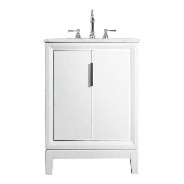 Elizabeth Pure White Single Bathroom Vanity with Marble Top
