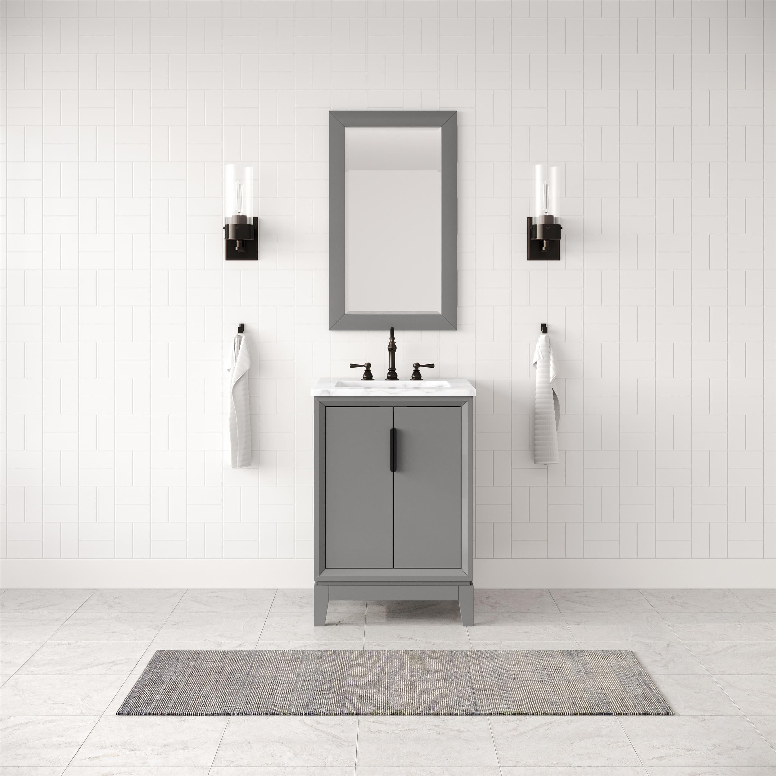 Elizabeth 24" Cashmere Grey Single Bathroom Vanity Set with Carrara Marble Top