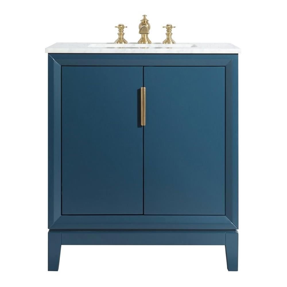 Monarch Blue and Gold 30" Single Bathroom Vanity with Marble Top