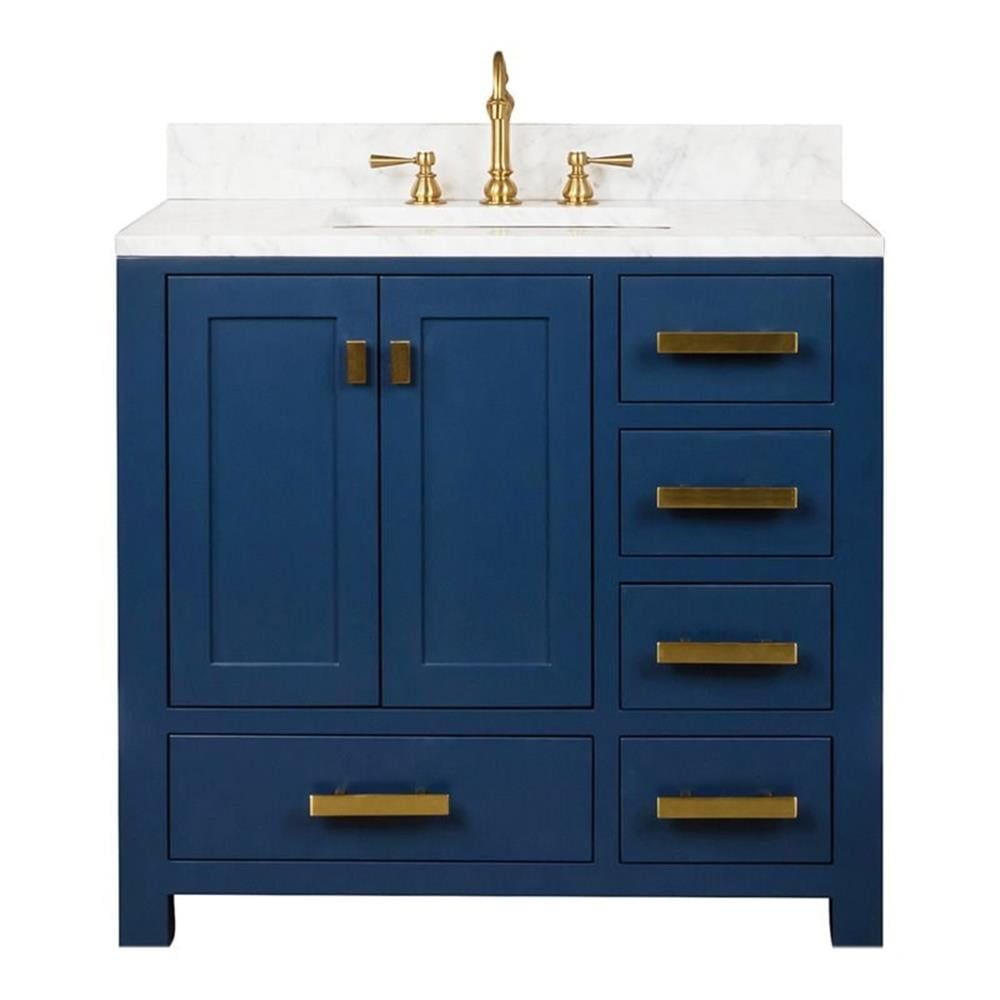 Madison Monarch Blue Single Bathroom Vanity with Marble Top