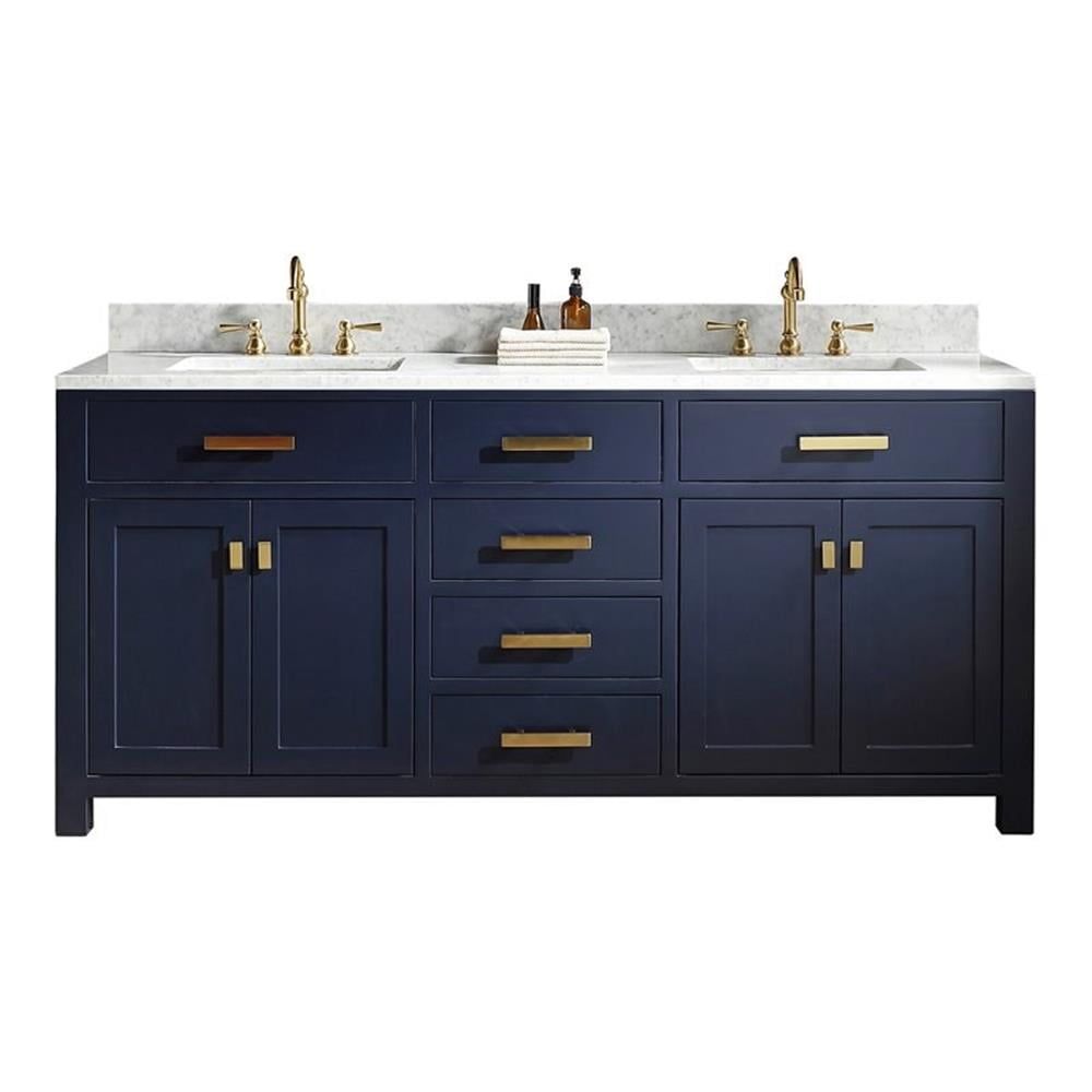 Madison 72" Monarch Blue Double Sink Vanity with Carrara Marble Top