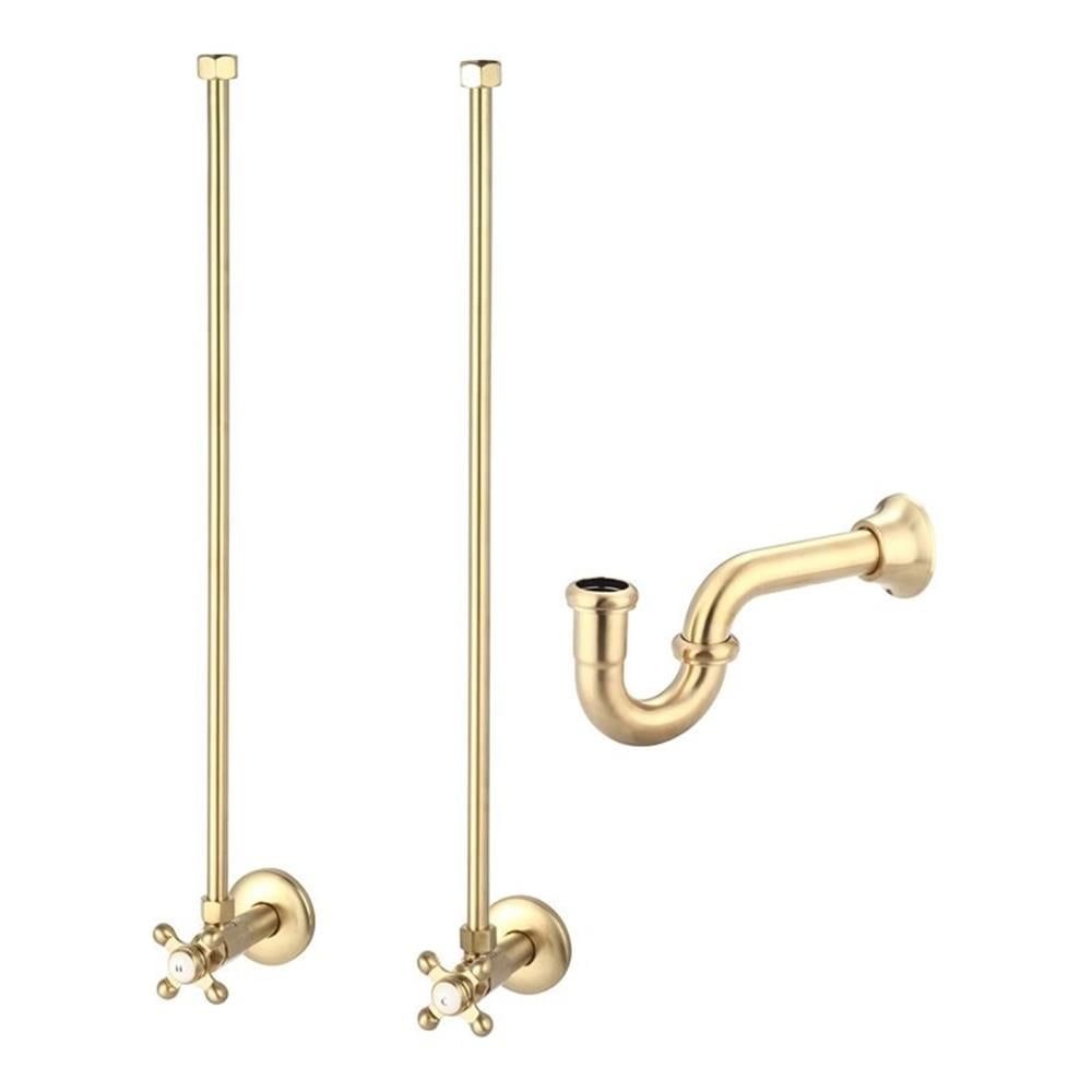 Vibrant French Gold Brass P-Trap Water Supply Kit