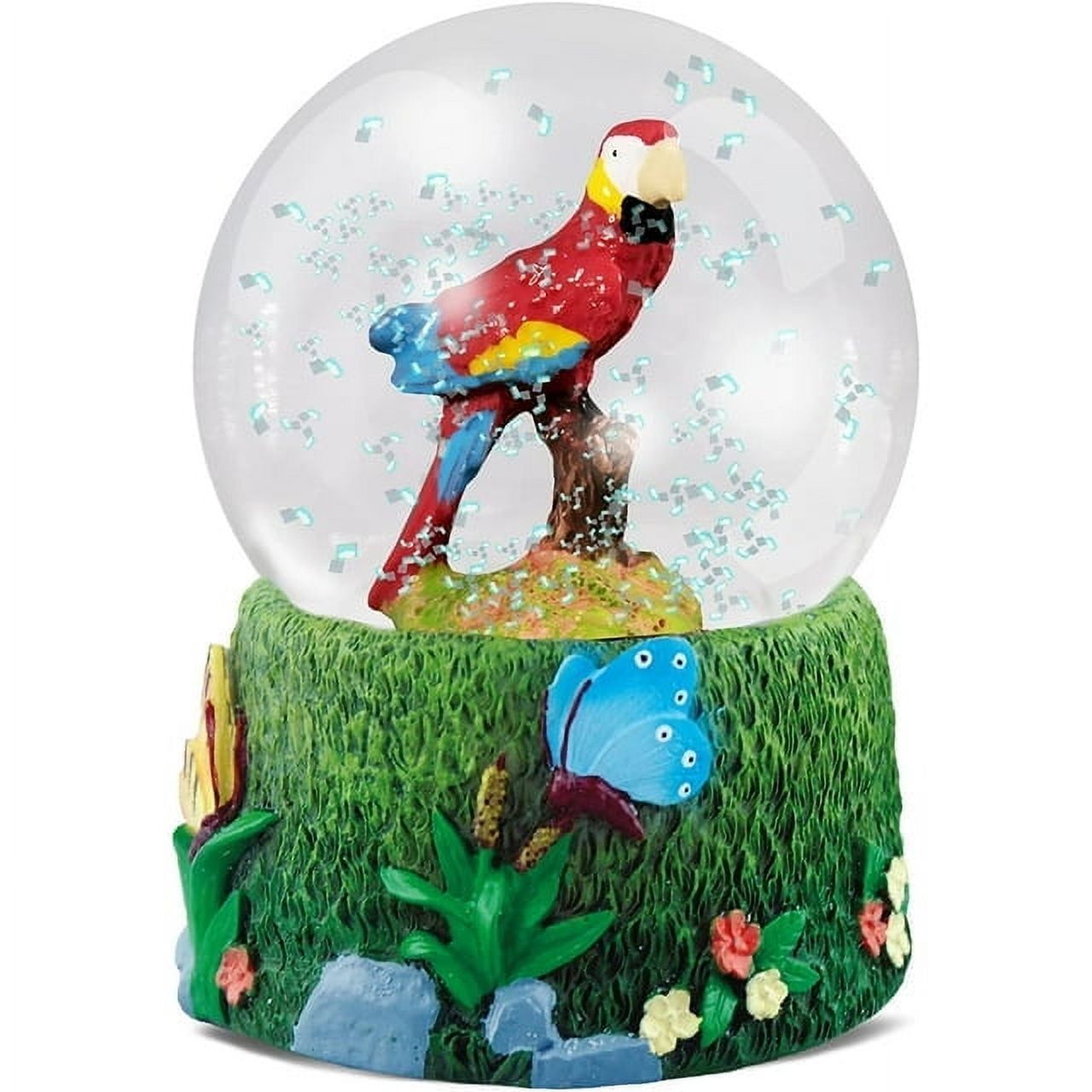 Colorful Parrot Glass Water Globe with Resin Base