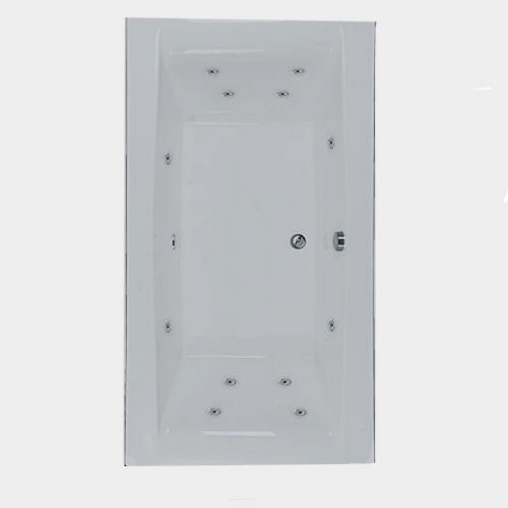 White Acrylic 72" x 38" Drop-In Whirlpool Tub with Jets