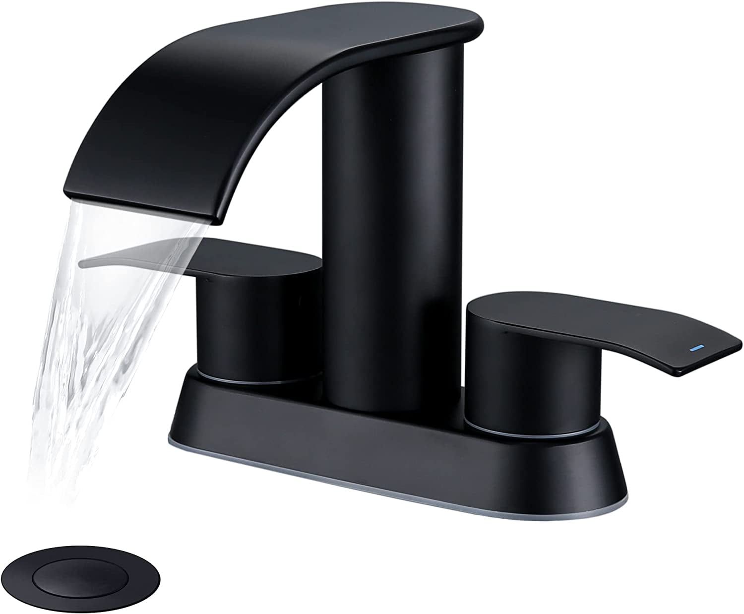 Matte Black Stainless Steel Waterfall Bathroom Faucet with Lever Handles