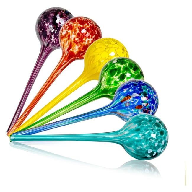 Colorful Hand-Blown Glass Plant Watering Globes - Set of 6