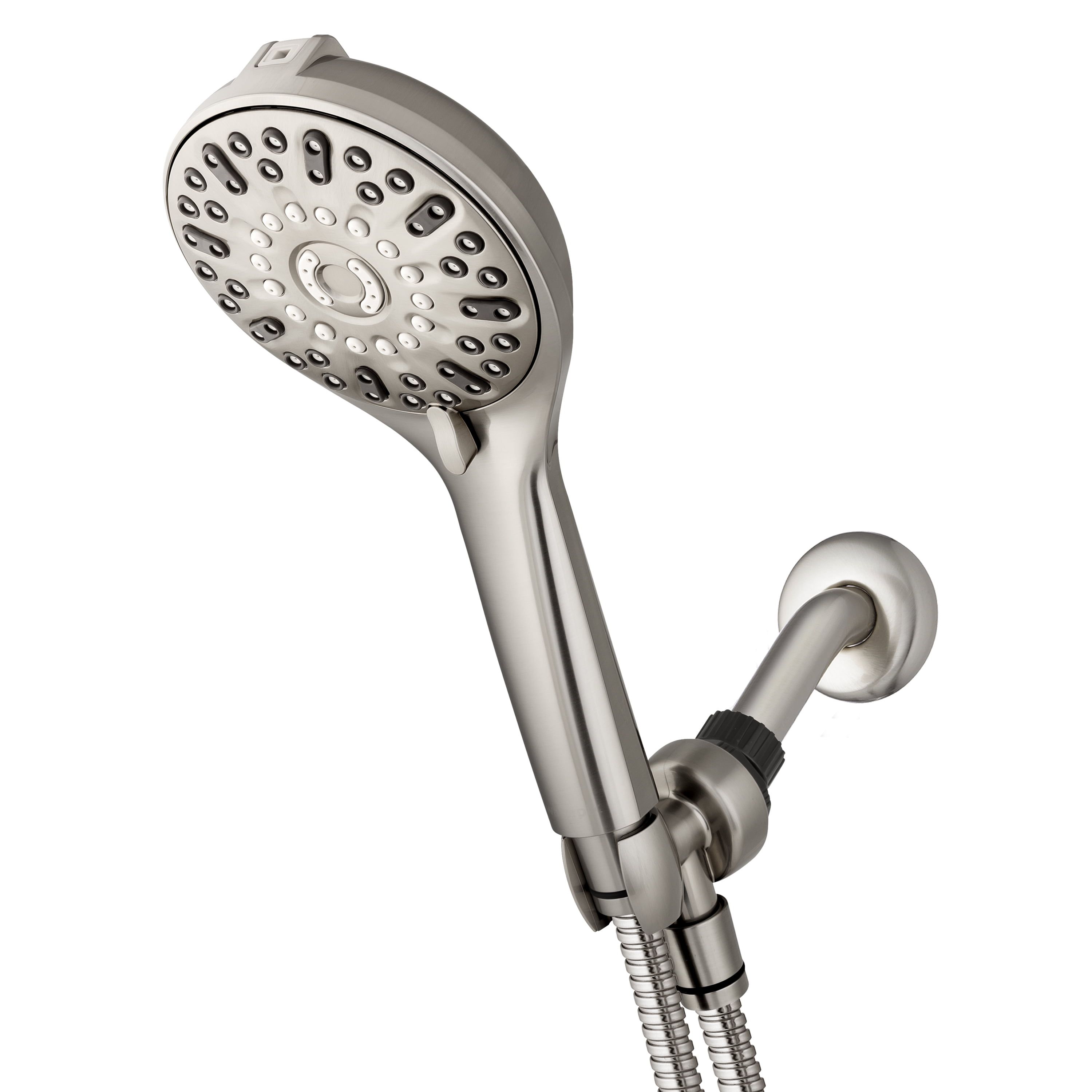 Brushed Nickel Handheld Wall Mounted Shower Head with 7-Spray Settings