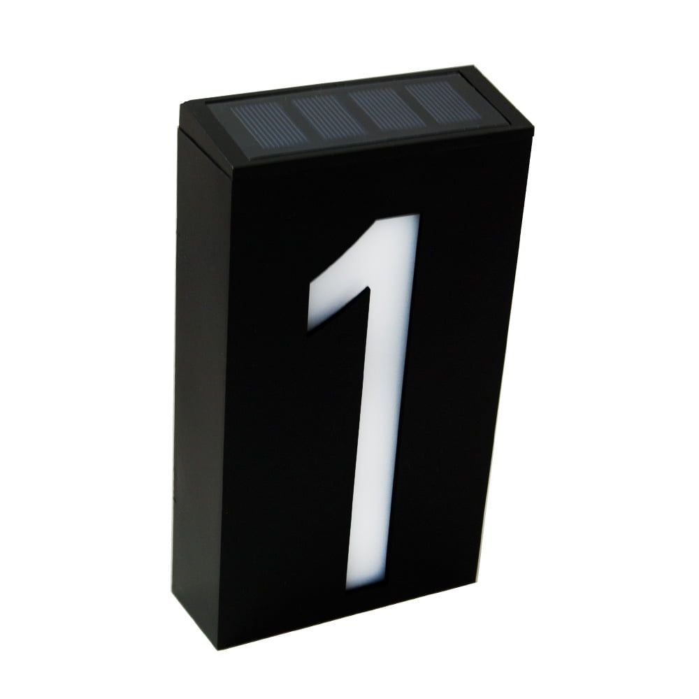 Black Solar Powered LED Address Number Sign