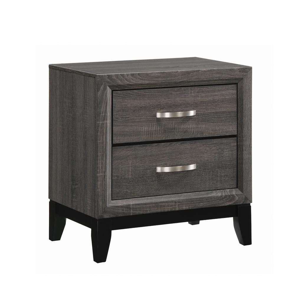 Watson 24" Gray Oak and Black 2-Drawer Nightstand