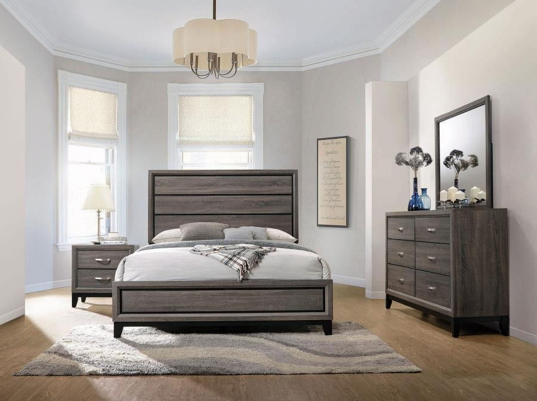 Watson Grey Oak 4-Piece Full Panel Bedroom Set